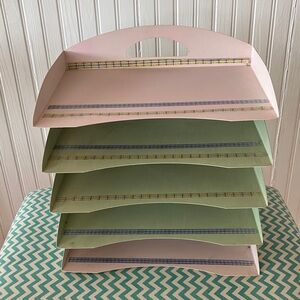 Multi-Tier Metal Desk Organizer, 5 Shelves In Decorative Display